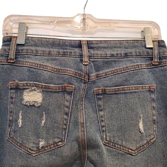 NWT REWASH BRAND SZ 7/28 High Rise Kick Bell Distressed Crop Blue Jeans - Picture 4 of 9